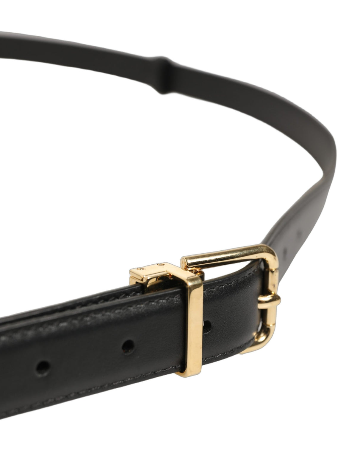 Dolce & Gabbana Schwarzer Ledergürtel mit doppeltem Wickel und Metallschnalle