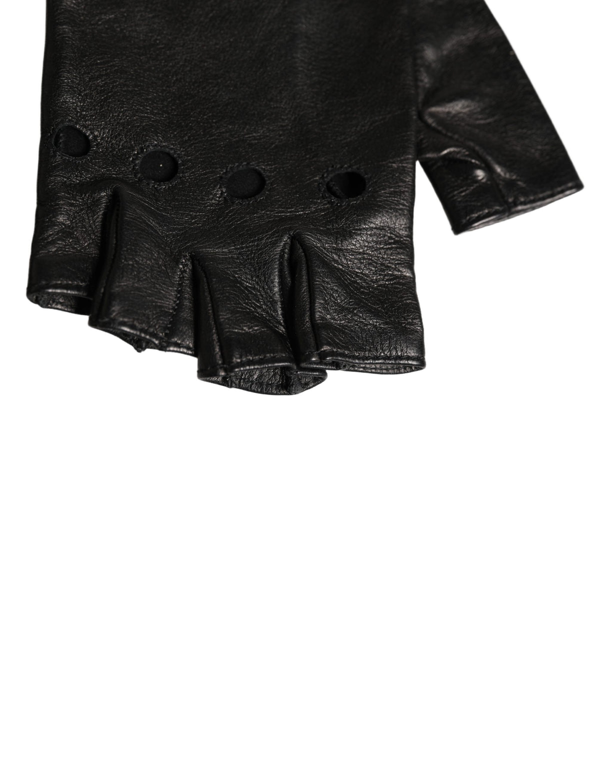 Dolce & Gabbana Schwarze bestickte fingerlose Handschuhe in Handgelenklänge