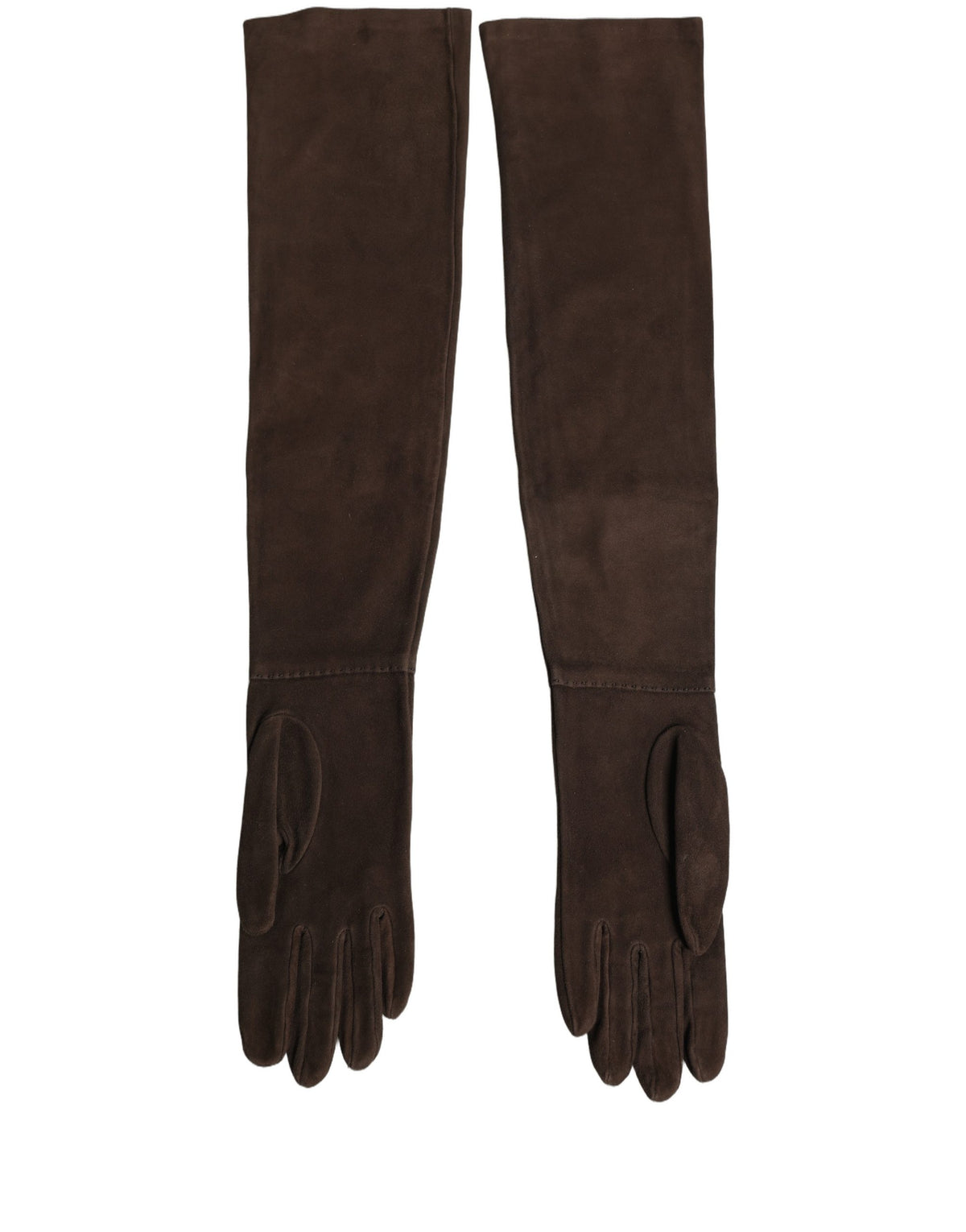 Dolce & Gabbana Braune Lederhandschuhe aus Wildleder, Ellbogenlänge