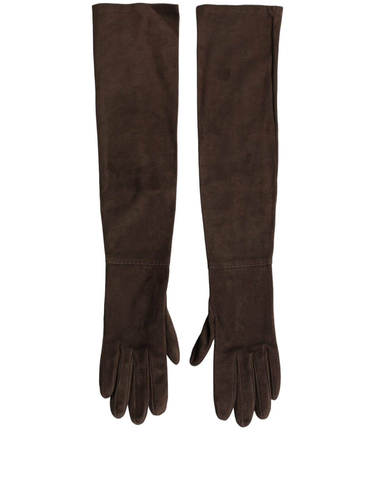 Dolce & Gabbana Braune Lederhandschuhe aus Wildleder, Ellbogenlänge