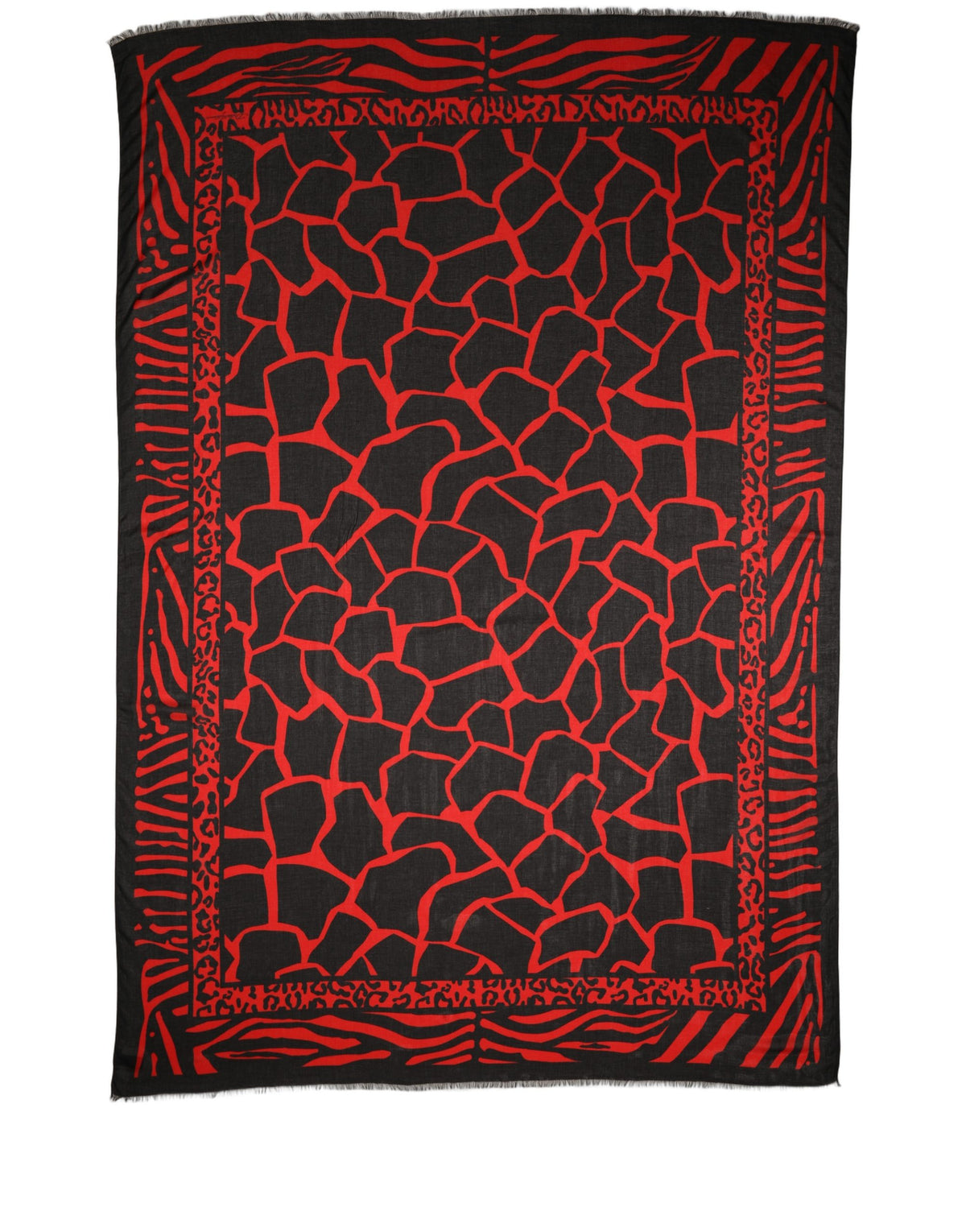 Dolce & Gabbana Schwarzer Schal mit rotem Print aus Modal