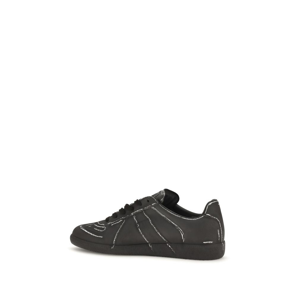 Maison Margiela Schwarze Bos Taurus Kalbsleder Low-Top-Sneaker
