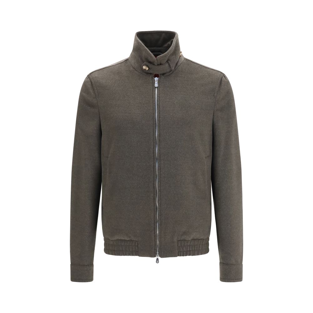 Brunello Cucinelli Graue Lammfelljacke Aries aus Wolle, durchgehend