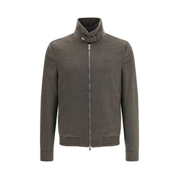 Brunello Cucinelli Graue Lammfelljacke Aries aus Wolle, durchgehend