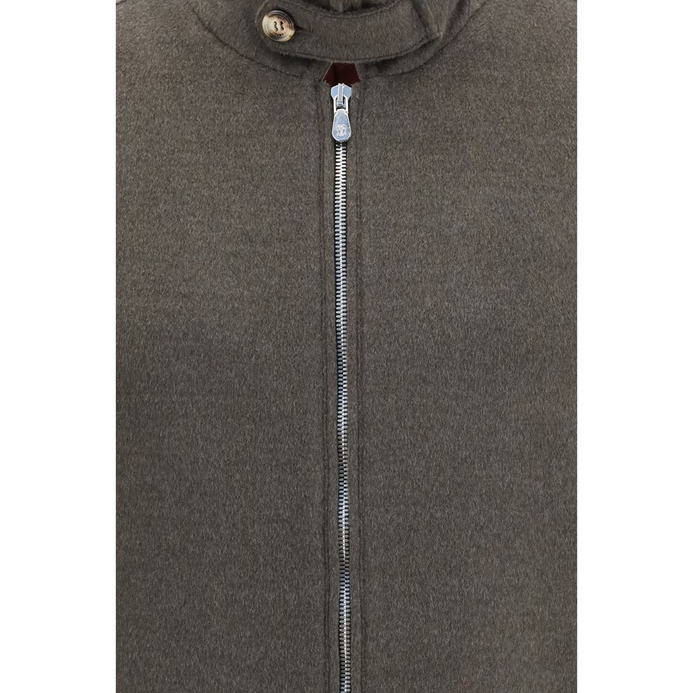 Brunello Cucinelli Graue Lammfelljacke Aries aus Wolle, durchgehend