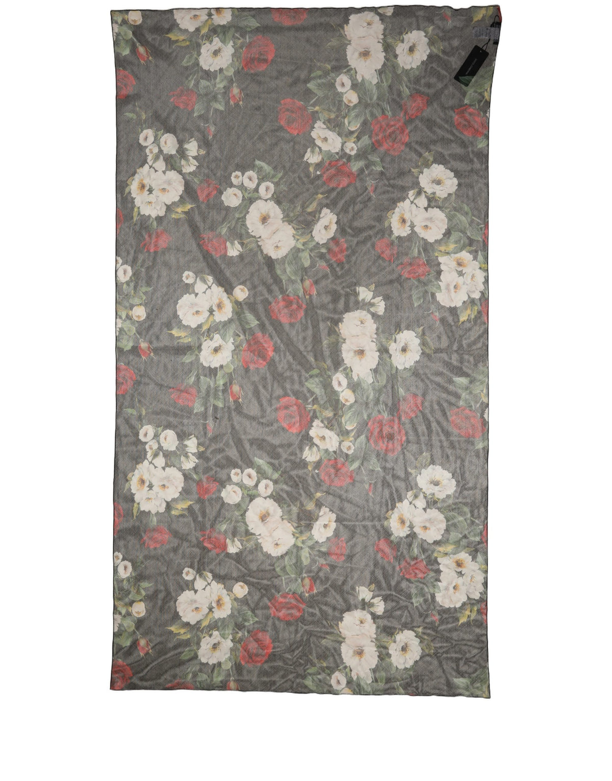 Dolce & Gabbana Schwarzer Schal aus Baumwolle mit Blumenprint