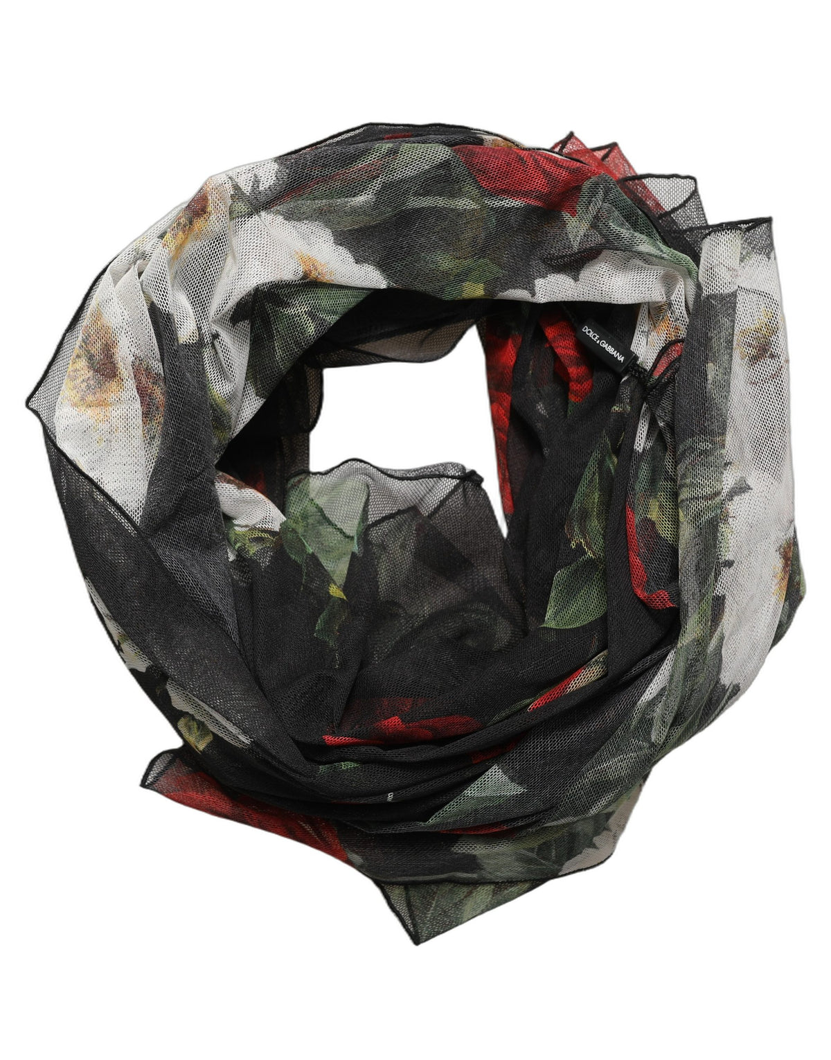Dolce & Gabbana Schwarzer Schal aus Baumwolle mit Blumenprint