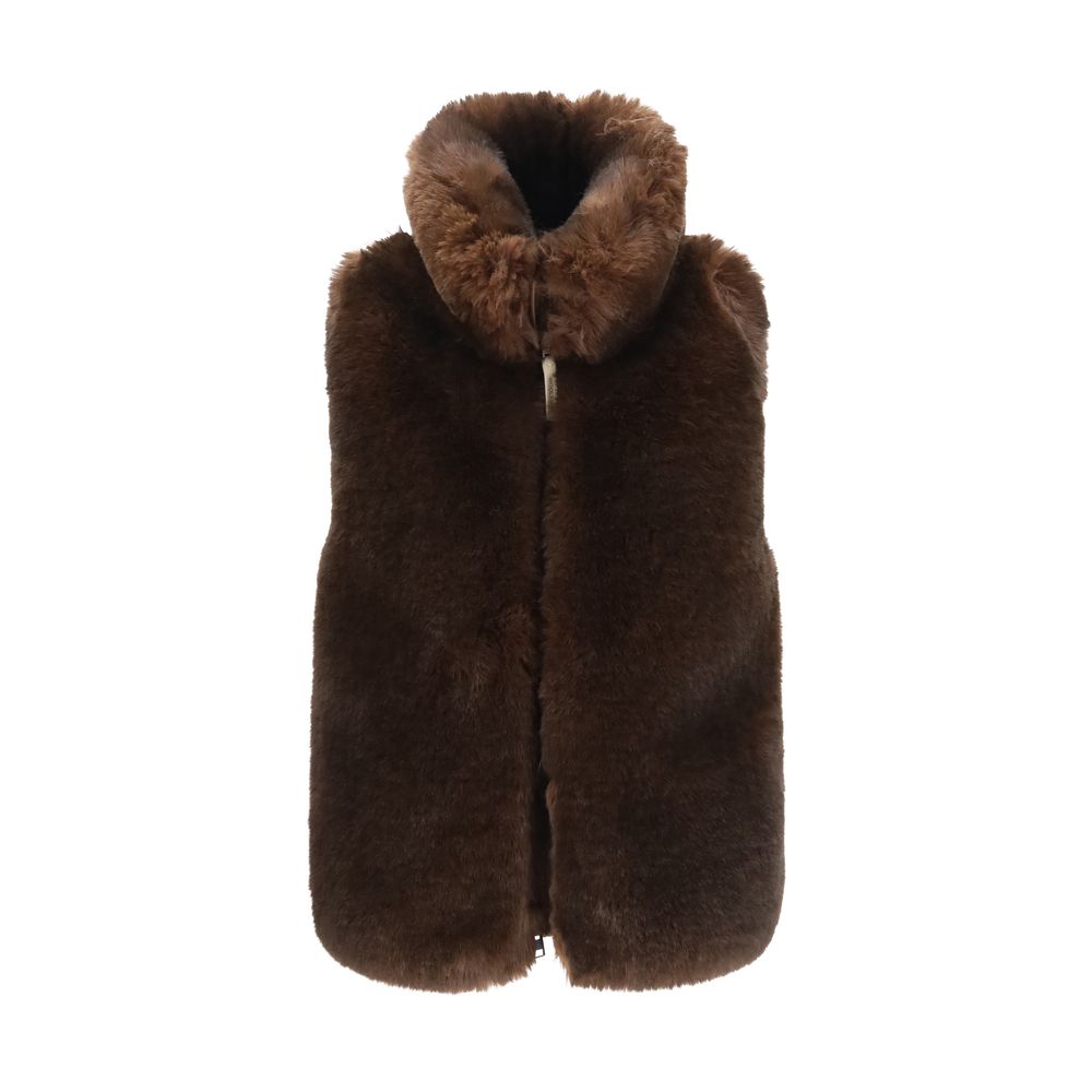 Woolrich Braune ärmellose Jacke aus Polyester