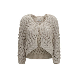 Brunello Cucinelli Beige Seidenstrickjacke