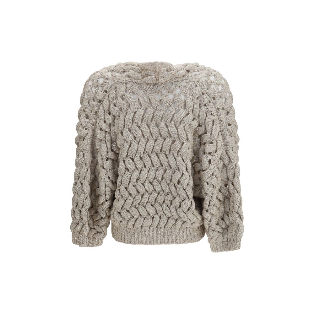 Brunello Cucinelli Beige Seidenstrickjacke
