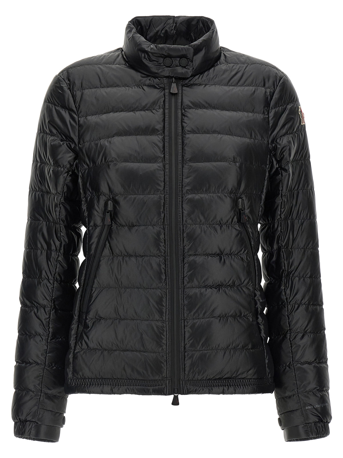 Moncler Grenoble Schwarze Polyamid-Jacke in voller Länge