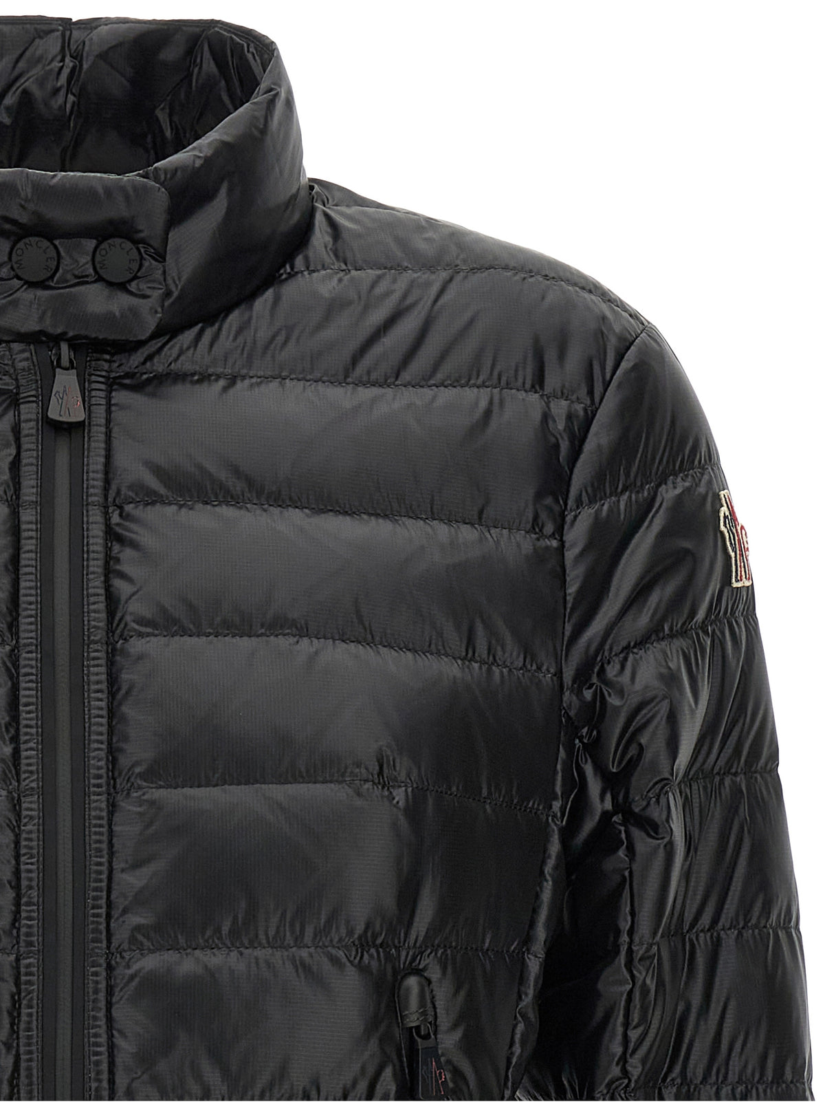 Moncler Grenoble Schwarze Polyamid-Jacke in voller Länge