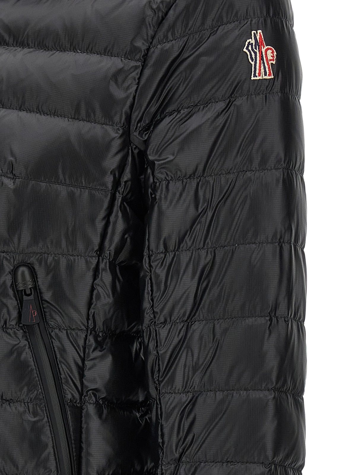 Moncler Grenoble Schwarze Polyamid-Jacke in voller Länge