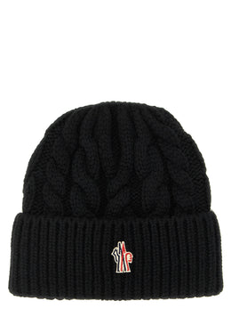 Moncler Grenoble Schwarze Mütze aus reiner Schurwolle