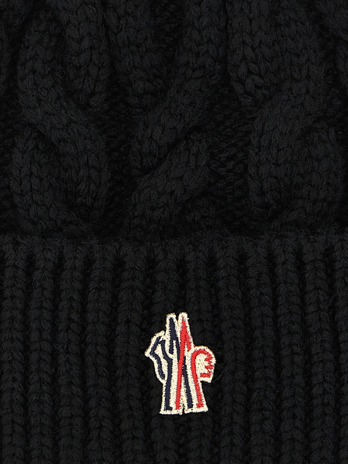 Moncler Grenoble Schwarze Mütze aus reiner Schurwolle