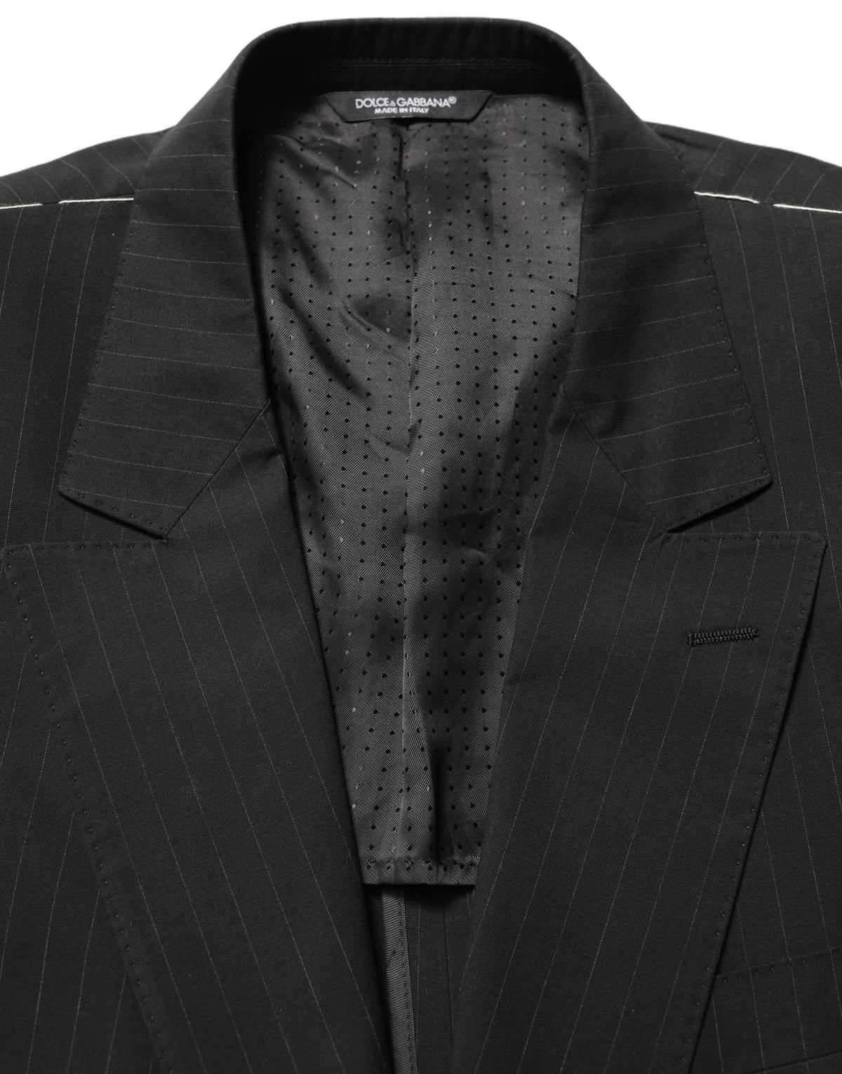 Dolce & Gabbana Schwarzer Nadelstreifen-Sakko für Herren, einreihig