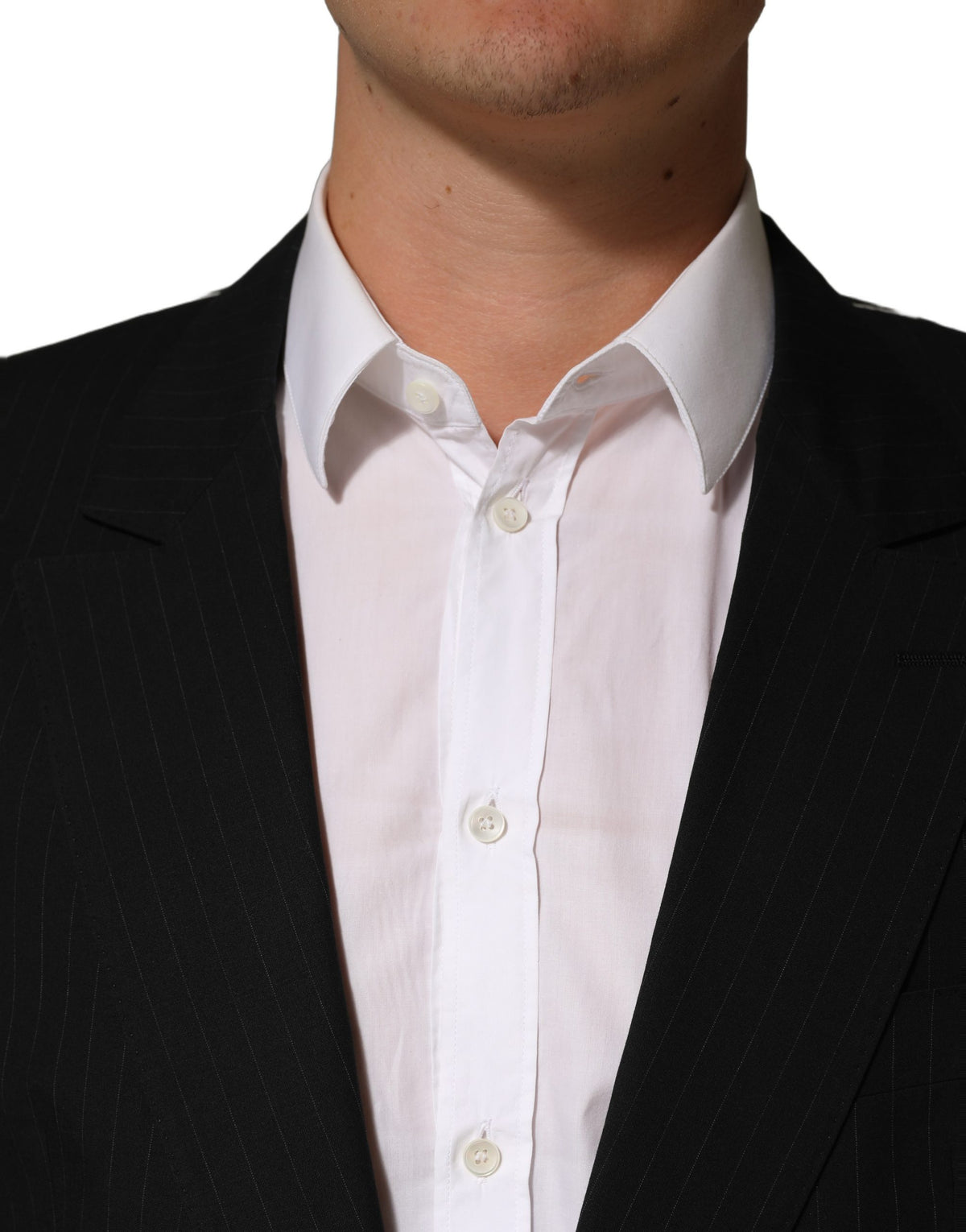 Dolce & Gabbana Schwarzer Nadelstreifen-Sakko für Herren, einreihig