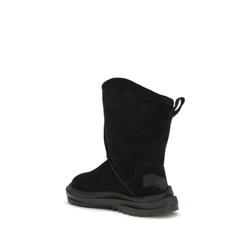 UGG Schwarze Wildleder-Flachstiefel