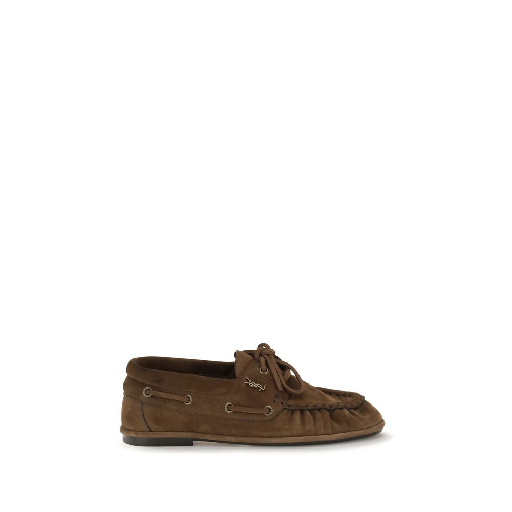 Saint Laurent Braune Mokassins aus Wildleder