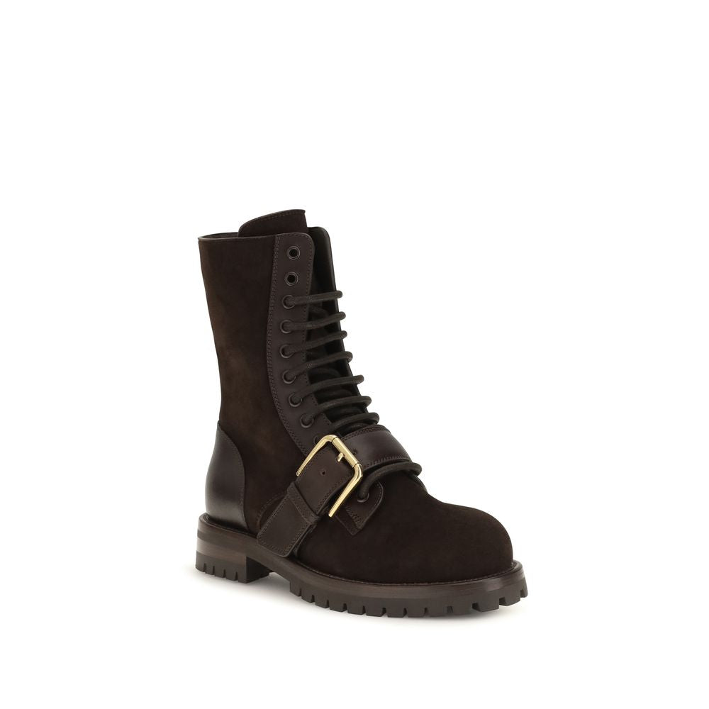 Dolce & Gabbana Schwarze Schnürstiefel aus Kalbsleder Bos Taurus