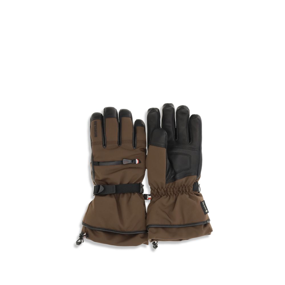 Moncler Grenoble Braune Nylonhandschuhe