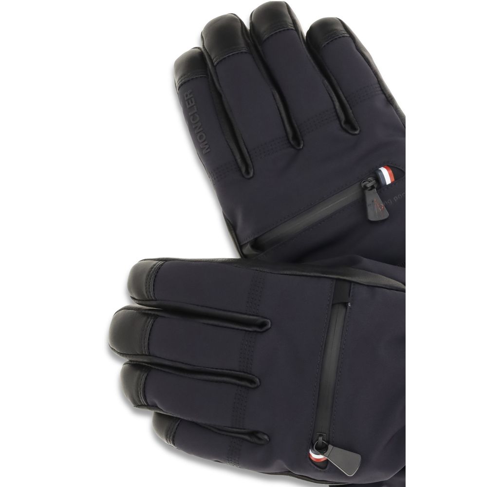 Moncler Grenoble Blaue Handschuhe aus Nylon
