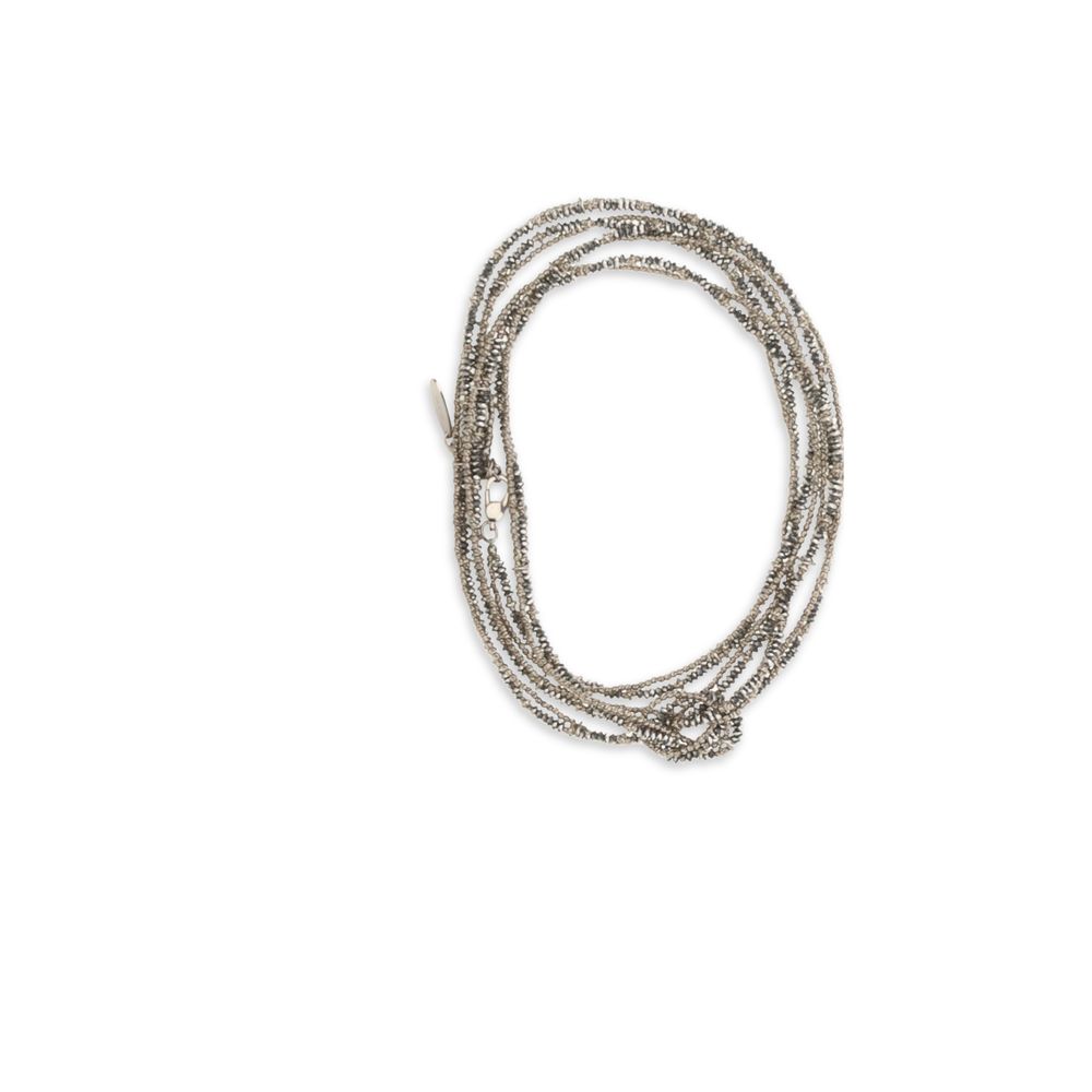 Brunello Cucinelli Braunes Silberarmband