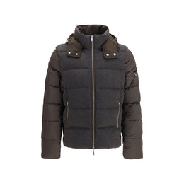 MooRER Graue Daunen-Steppjacke in voller Länge