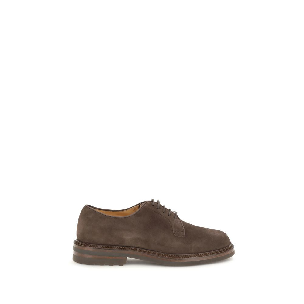 Brunello Cucinelli Braune Gummisohlen-Schnürschuhe