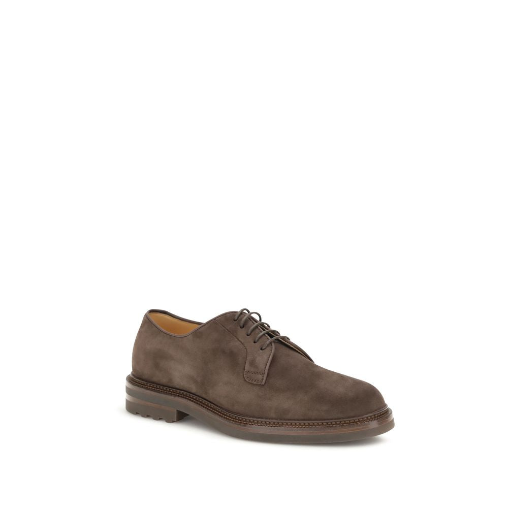 Brunello Cucinelli Braune Gummisohlen-Schnürschuhe
