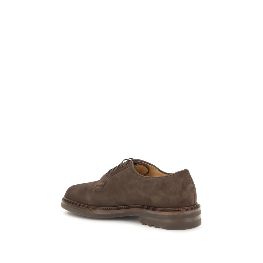 Brunello Cucinelli Braune Gummisohlen-Schnürschuhe