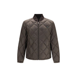 Prada Zweifarbige Steppjacke aus recyceltem Polyester in voller Länge