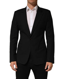Dolce & Gabbana Schwarzer Nadelstreifen-Sakko für Herren, einreihig