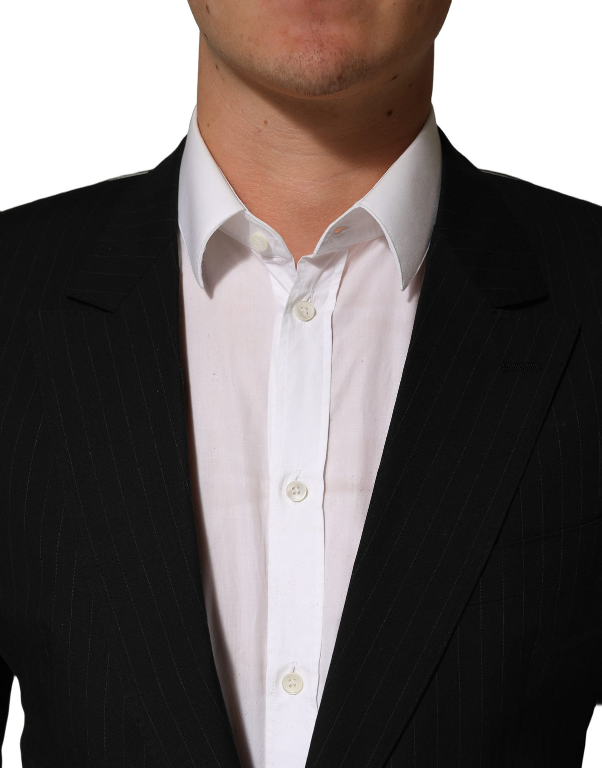 Dolce & Gabbana Schwarzer Nadelstreifen-Sakko für Herren, einreihig
