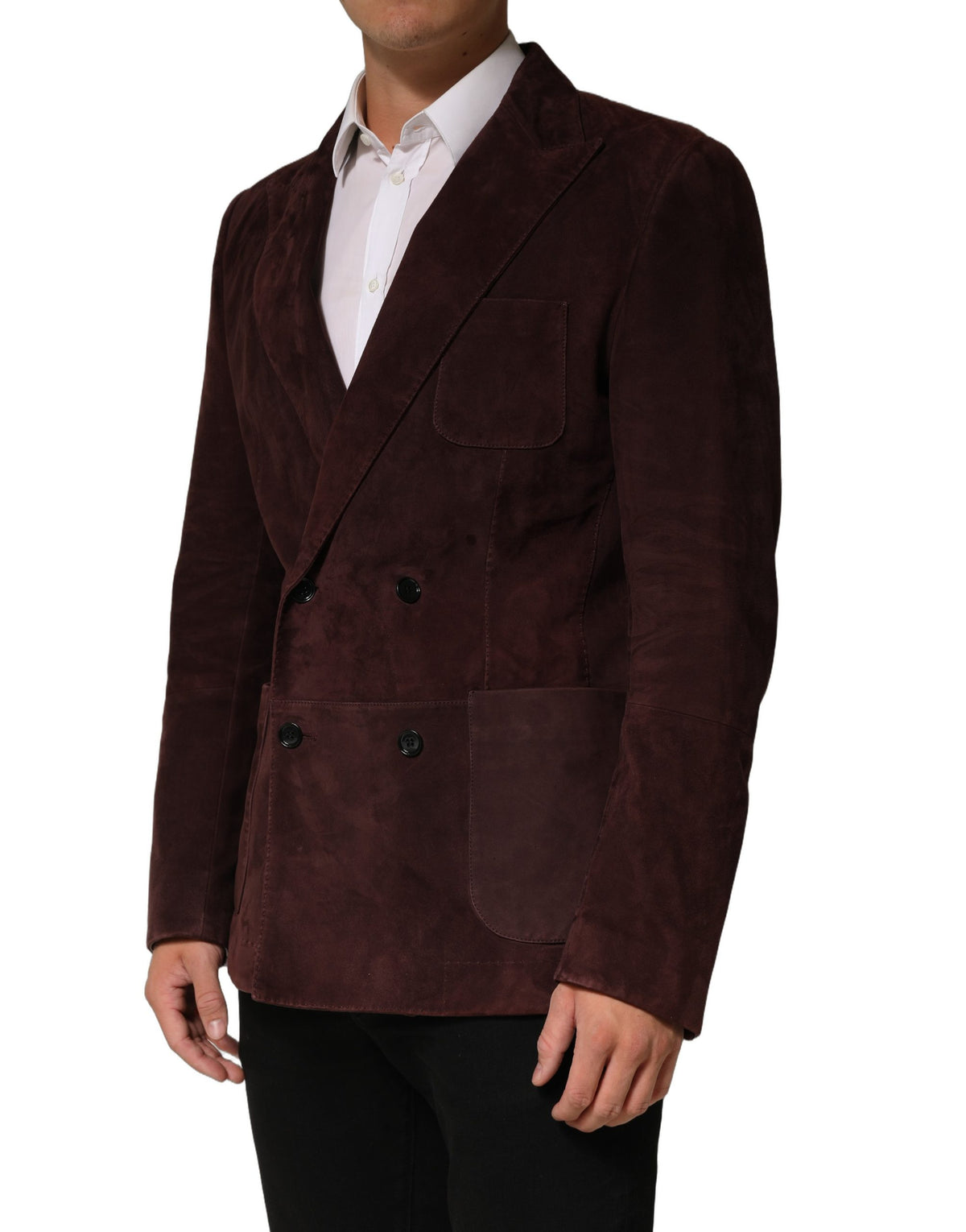 Dolce & Gabbana Braune Lammleder-Doppelreiher-Jacke