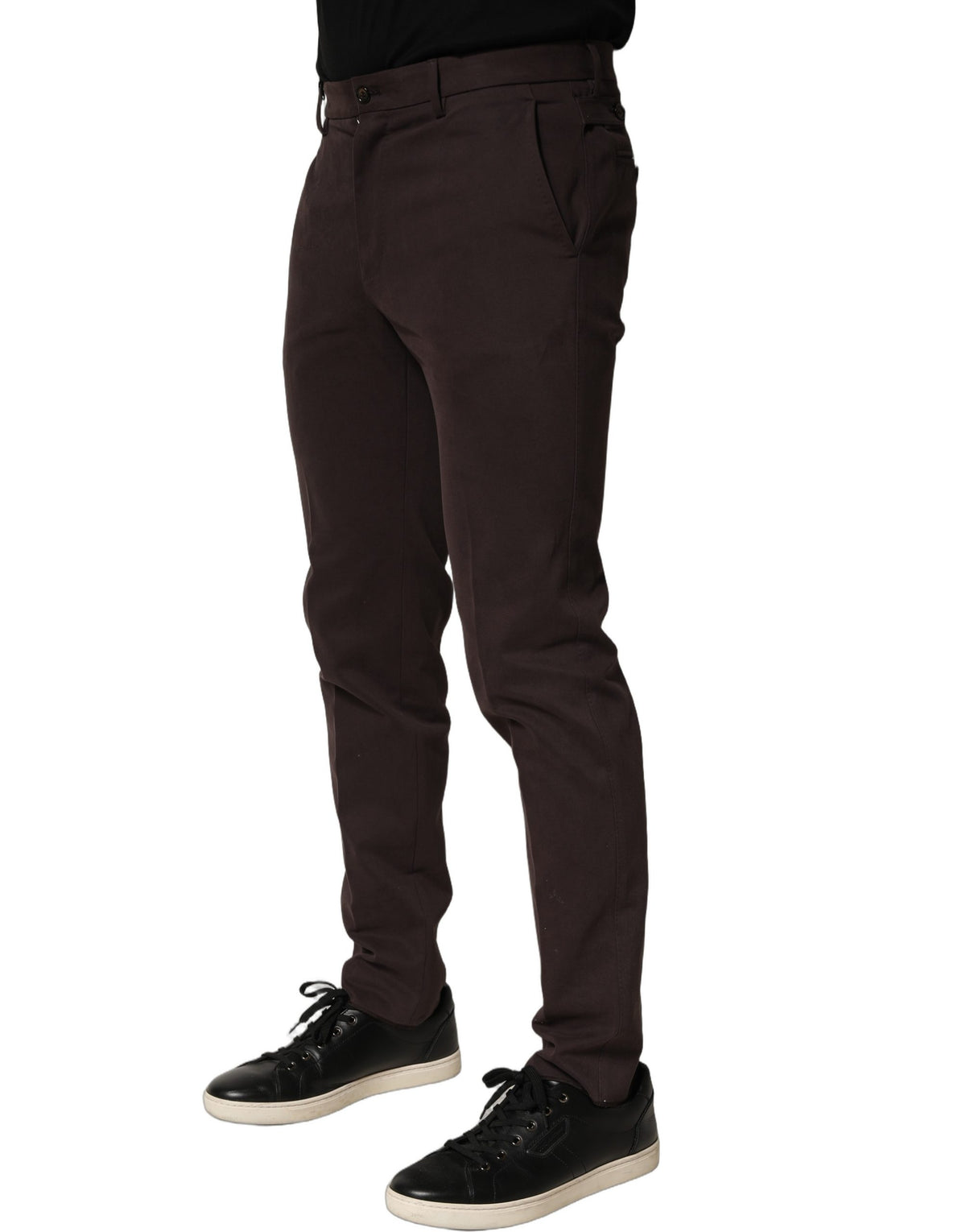 Dolce & Gabbana Braune Baumwoll-Röhrenhose im Skinny-Fit