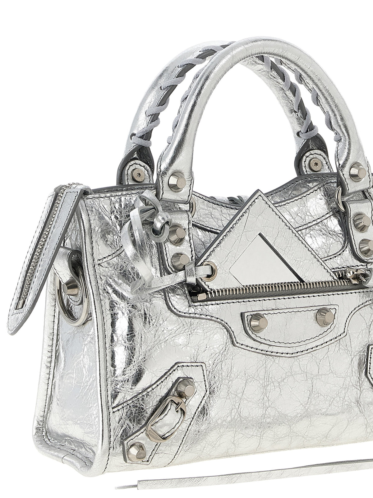 Balenciaga Handtasche aus silbernem Lammleder