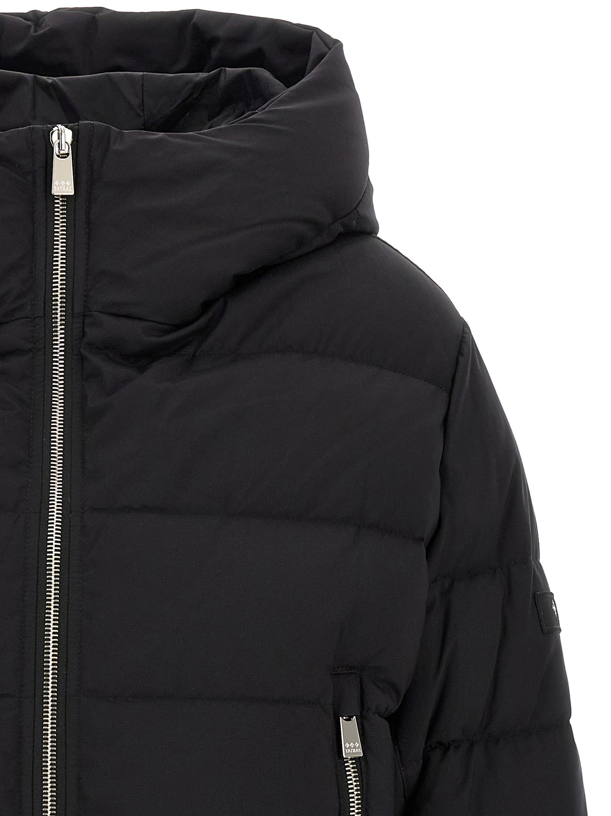 Tatras Schwarze Nylon-Jacke in voller Länge