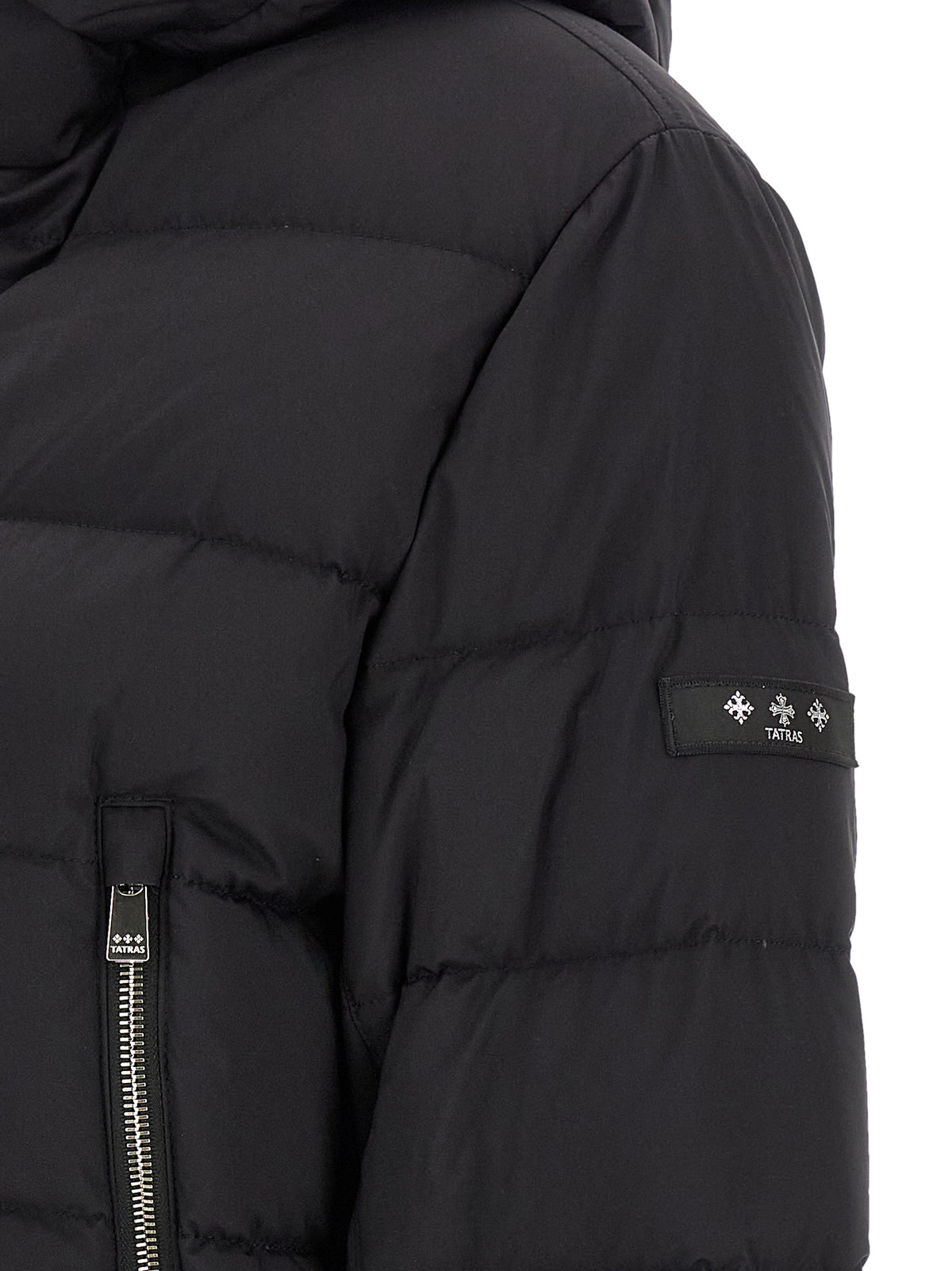 Tatras Schwarze Nylon-Jacke in voller Länge