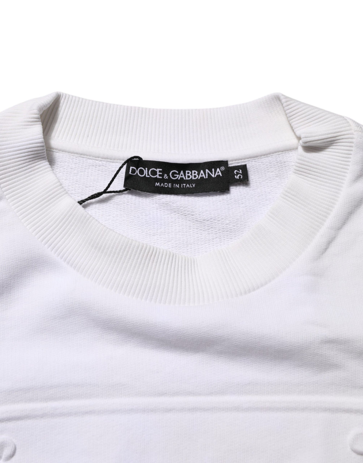 Dolce & Gabbana Weißes Sweatshirt aus Baumwolle mit Logo-Prägung
