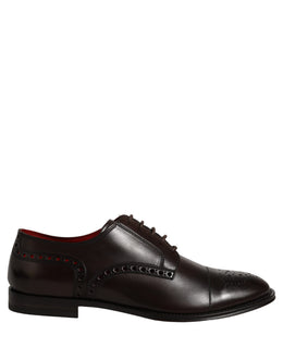 Dolce & Gabbana Maroon Kalbsleder Derby Herren Anzugschuhe