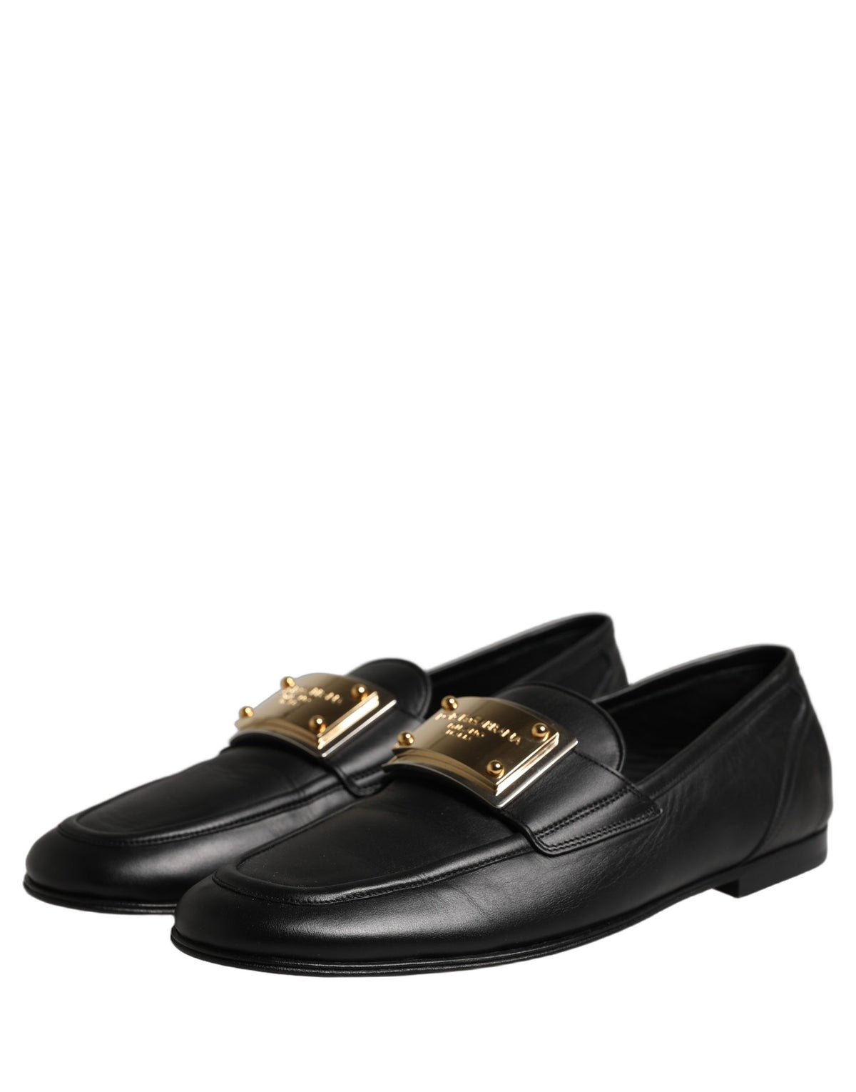 Dolce & Gabbana Schwarze Loafer aus Leder mit Logo-Plakette für Herren