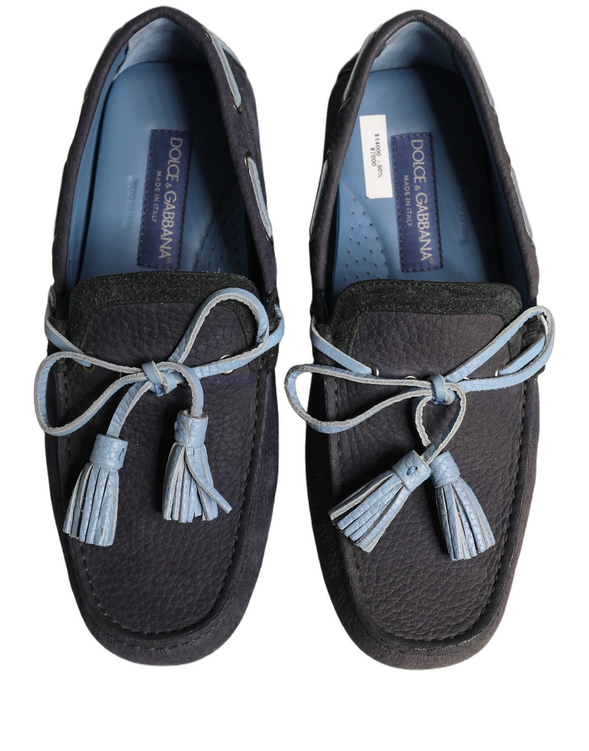 Dolce & Gabbana Navyblaue Mokassins aus Wildleder mit Quasten