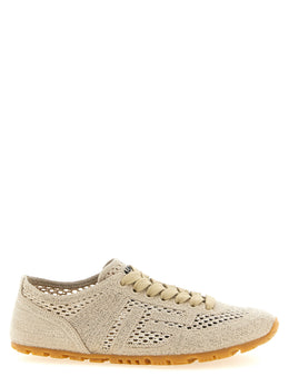 Balmain Beigefarbene Baumwoll-Sportschuhe