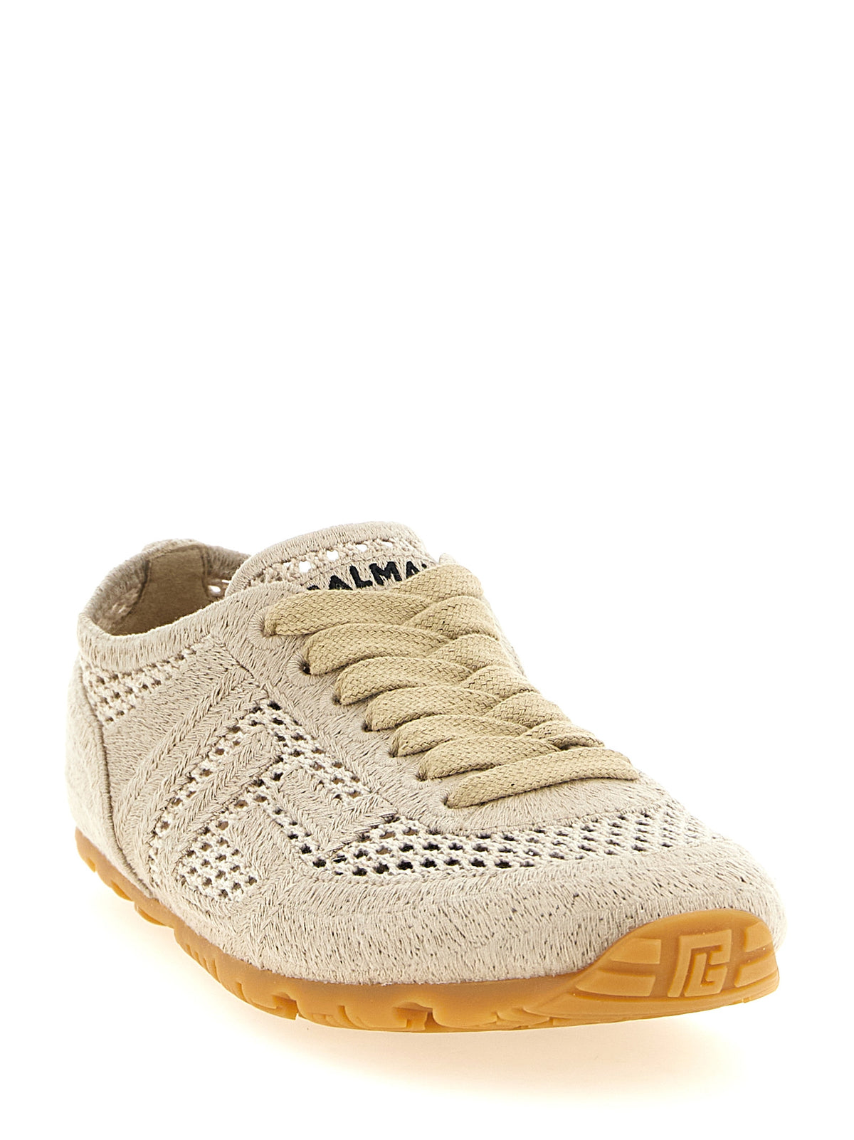 Balmain Beigefarbene Baumwoll-Sportschuhe