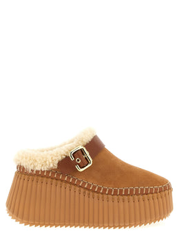 Chloé Braune Keilabsatz-Sandalen aus Rindsleder