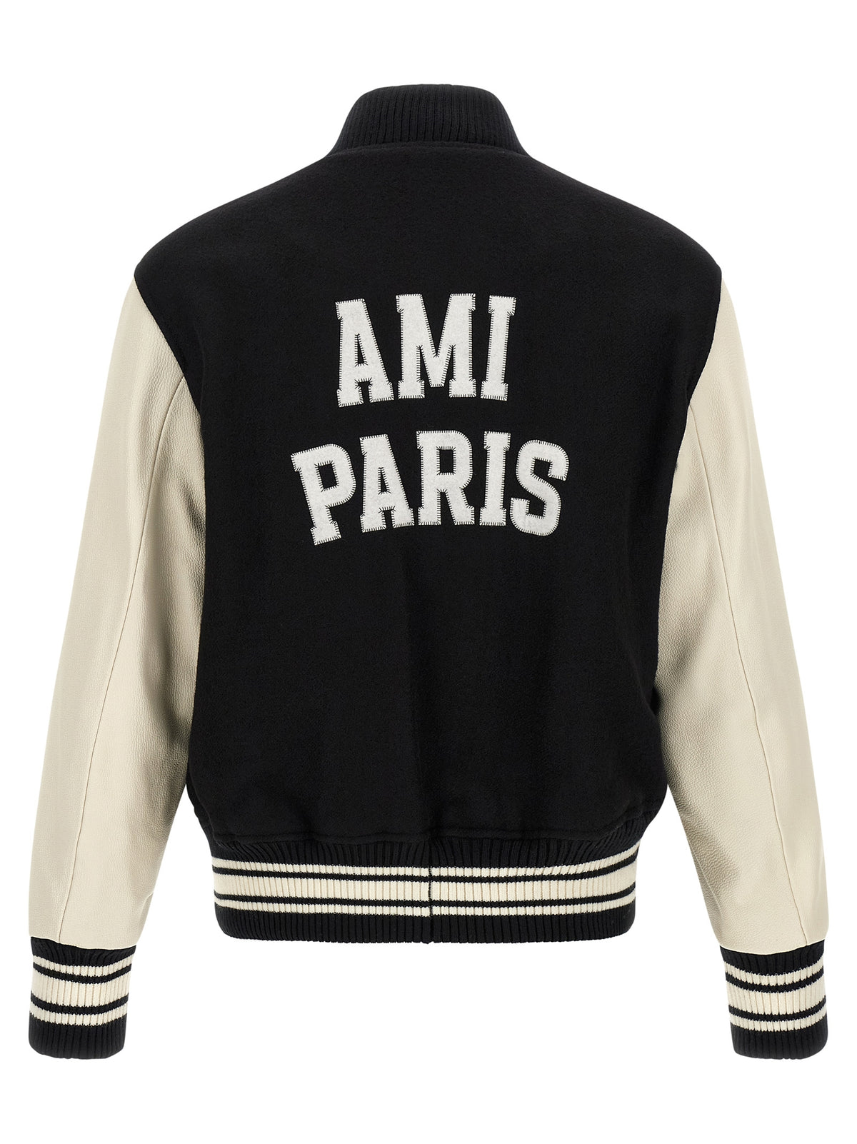 Ami Paris Zweifarbige Bomberjacke aus reiner Schurwolle