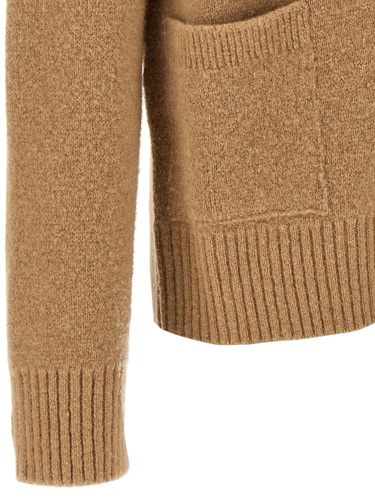 Ami Paris Beige Alpaka-Leder Cardigan