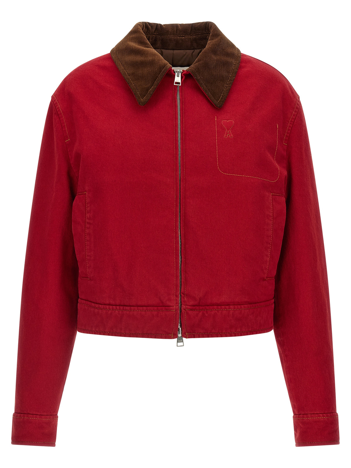 Ami Paris Rote Bikerjacke aus Baumwolle