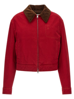Ami Paris Rote Bikerjacke aus Baumwolle